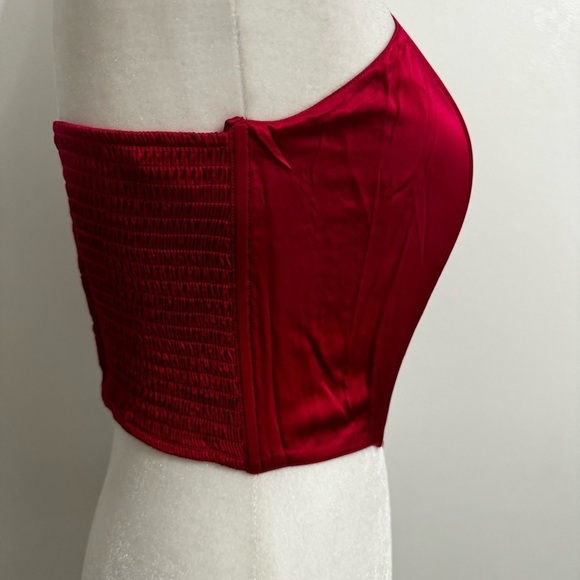 Vintage Nordstrom’s Lingerie Silk bustier Corset Strapless Top With Boning Red - Picture 3 of 9